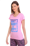 T.T. Women Slim Fit Round Neck Printed Tshirt Baby Pink