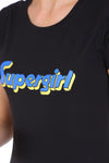 T.T. Women Slim Fit Round Neck Printed Tshirt Black