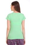 T.T. Women Slim Fit Round Neck Printed Tshirt Green