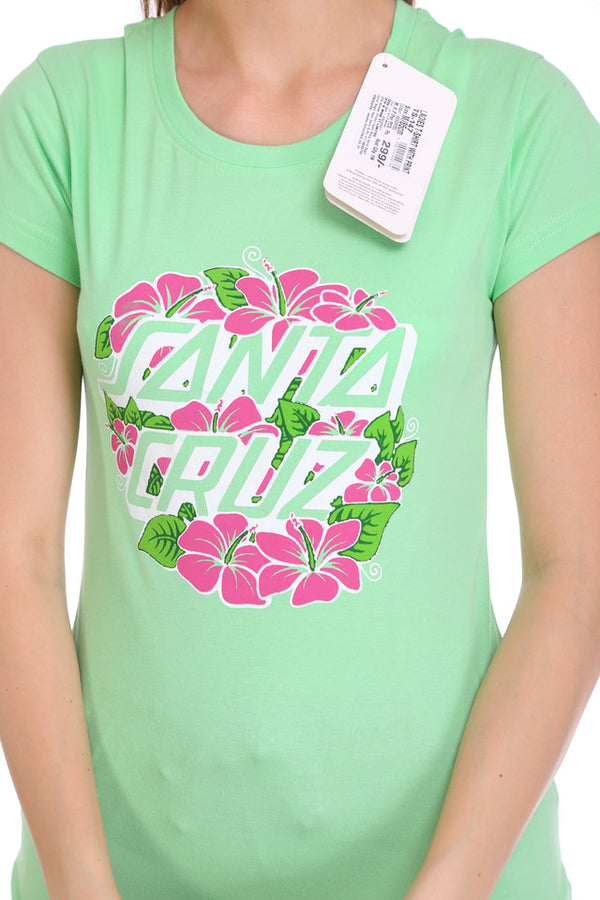 T.T. Women Slim Fit Round Neck Printed Tshirt Green