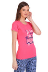 T.T. Women Slim Fit Round Neck Printed Tshirt Pink