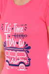 T.T. Women Slim Fit Round Neck Printed Tshirt Pink