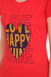 T.T. Women Slim Fit Round Neck Printed Tshirt Red