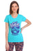 T.T. Women Slim Fit Round Neck Printed Tshirt Skyblue