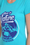 T.T. Women Slim Fit Round Neck Printed Tshirt Skyblue