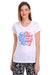 T.T. Women Slim Fit Round Neck Printed Tshirt White