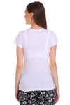 T.T. Women Slim Fit Round Neck Printed Tshirt White