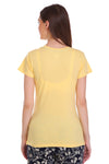T.T. Women Slim Fit Round Neck Printed Tshirt Yellow