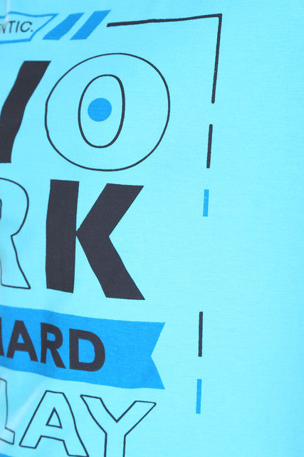 T.T. Men Slim Fit Printed Round Neck T-Shirt Olive-Sky-Red