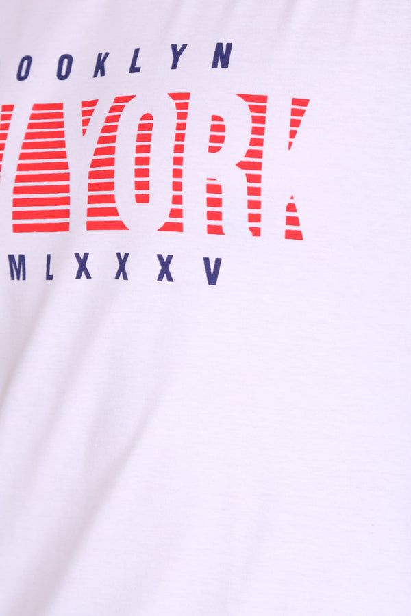 T.T. Men Slim Fit Printed Round Neck T-Shirt White