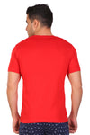 T.T. Men Slim Fit V-Neck T-Shirt Solid Pack Of 3 Red-Skin-Sky