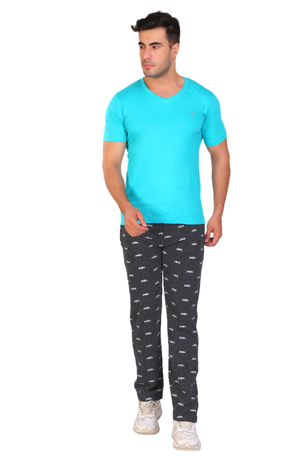 T.T. Men Slim Fit V-Neck T-Shirt Solid Pack Of 3 Navy-Trqs-Teal