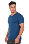 T.T. Men Slim Fit V-Neck T-Shirt Solid Pack Of 3 Navy-Trqs-Teal