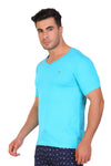 T.T. Men Slim Fit V-Neck T-Shirt Solid Pack Of 3 Red-Skin-Sky