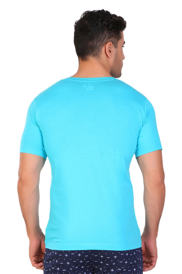 T.T. Men Slim Fit V-Neck T-Shirt Solid Pack Of 3 Navy-Trqs-Teal