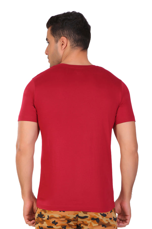 T.T. Men Slim Fit V-Neck T-Shirt Solid Pack Of 3 Maroon-Yellow-D.Brown
