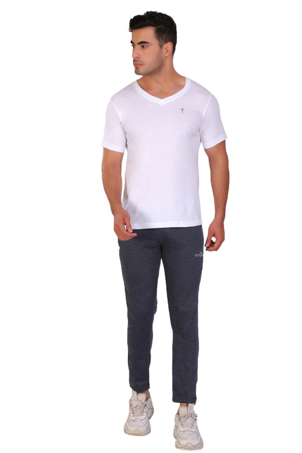 T.T. Men Slim Fit V-Neck T-Shirt Solid Pack Of 3 Brown-White-Black