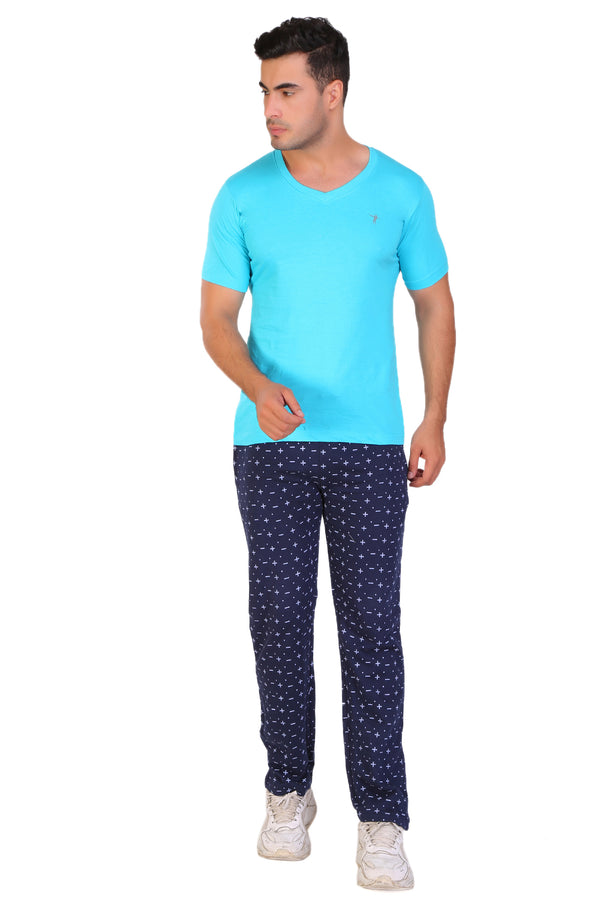 T.T. Men Slim Fit V-Neck T-Shirt Solid Pack Of 3 Red-Skin-Sky