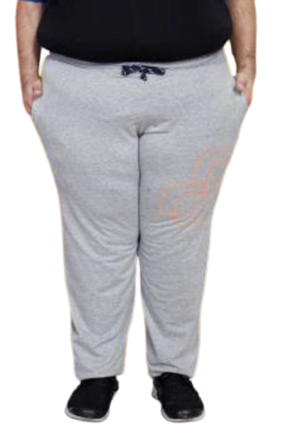 Plus Size Men grey Cotton Track Pant