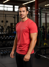 HiFlyers Men Slim Fit Self-Design Premium Melange Rn Tshirts Red