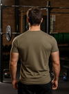 HiFlyers Men Slim Fit Self-Design Premium Melange Rn Tshirts Olive