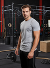HiFlyers Men Slim Fit Self-Design Premium Rn Tshirts Grey Melange