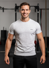 HiFlyers Men Slim Fit Self-Design Premium Rn Tshirts Ecru Melange