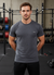 HiFlyers Men Slim Fit Self-Design Premium Melange Rn Tshirts Anthra