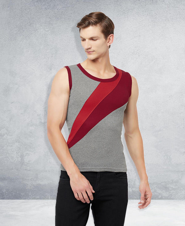 T.T. Men Designer Gym VestPack Of 2 Black-Red-Grey-Maroon