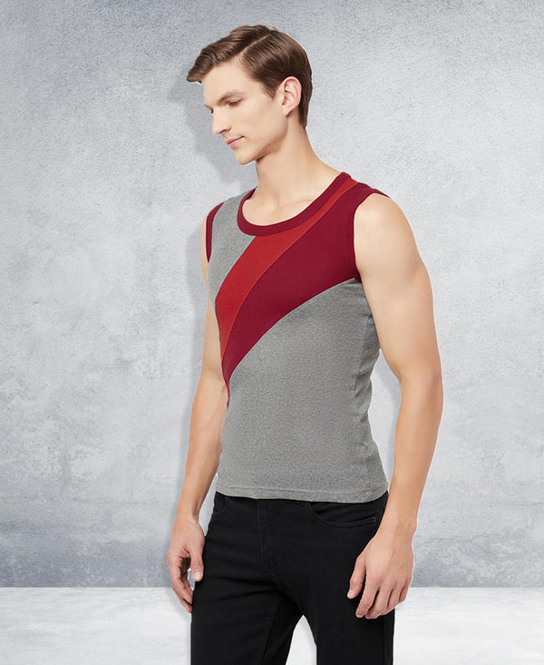 T.T. Men Designer Gym VestPack Of 2 Black-Red-Grey-Maroon