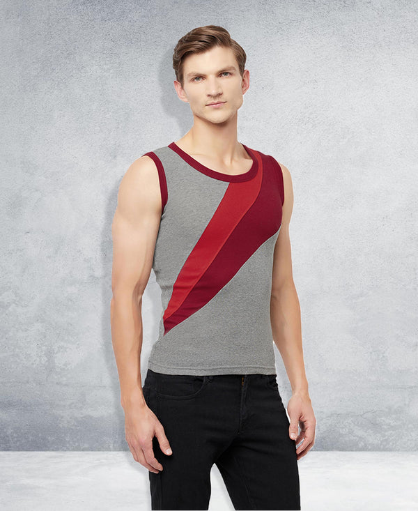 T.T. Men Designer Gym VestPack Of 3 Black-Red-Red-Black-Maroon-Navy