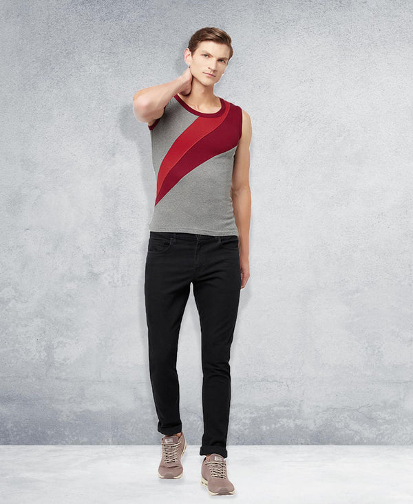 T.T. Men Designer Gym VestPack Of 2 Black-Red-Grey-Maroon