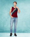 T.T. Men Designer Gym VestPack Of 2 Navy-Sky-Maroon-Navy