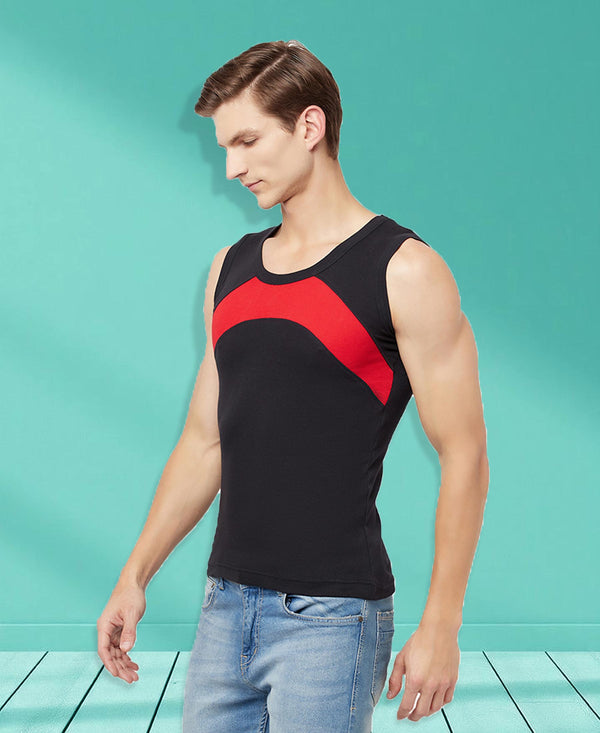 T.T. Men Designer Gym VestPack Of 2 Black-Red-Grey-Maroon
