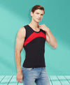 T.T. Men Designer Gym VestPack Of 3 Black-Red-Red-Black-Maroon-Navy