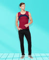 T.T. Men Designer Gym VestPack Of 3 Black-Red-Red-Black-Maroon-Navy