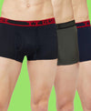T.T. Mens Desire Fashion Top Elastic Trunk Pack Of 3 Olive-Navy-Black