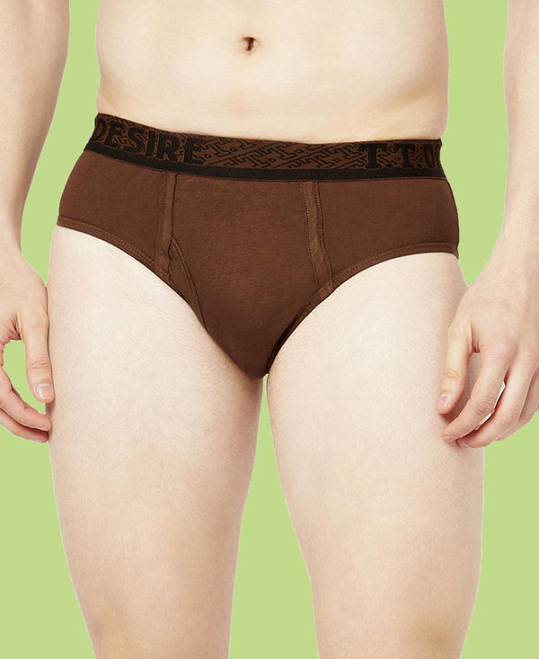 T.T. Mens Desire 100% Combed Cotton Front Open Brief Top Elastic Pack Of 5 Assorted
