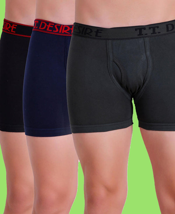 T.T. Men Desire Fine Long Trunk Pack Of 3 (Olive - Navy - Black)