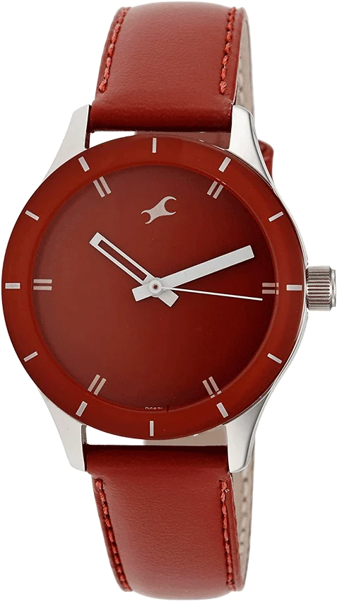 Quartz Analog Red Dial Leather Strap Watch for Girls Girls Watch