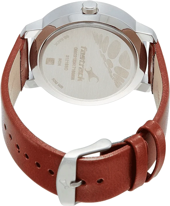 Quartz Analog Black Dial Leather Strap Watch for Guys