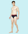 T.T. Mens Desire 100% Combed Cotton Front Open Brief Top Elastic Pack Of 2 Navy-Anthra