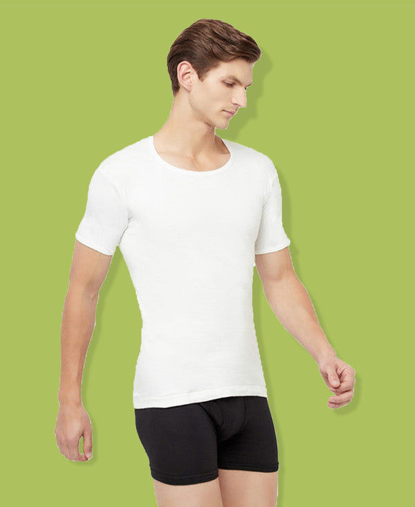 T.T. Men Interlock Vest Half Sleeve Pack Of 2 White