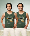 T.T. Men|Cool Tees|100% Cotton|Printed| Regular Fit |Round Neck Muscle Tshirts|Pack Of 2|Olive