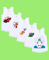 T.T. Cool Kids Pack Of 5 Printed Pure Cotton Innerwear Vest