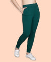 HiFlyers Women Slim Fit Solid Cotton Lycra Kurti Pant Bottle Green