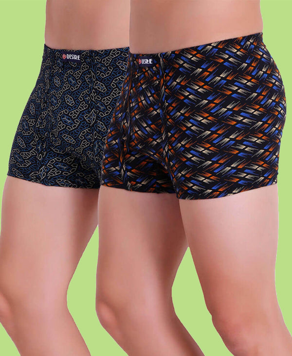 T.T. Men Desire Printed Mini Trunk Pack Of 2 (Black - Blue)