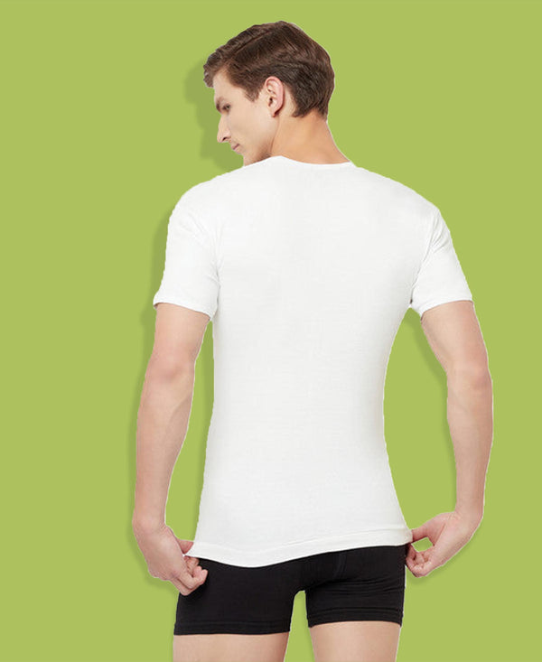 T.T. Men Interlock Vest Half Sleeve Pack Of 2 White