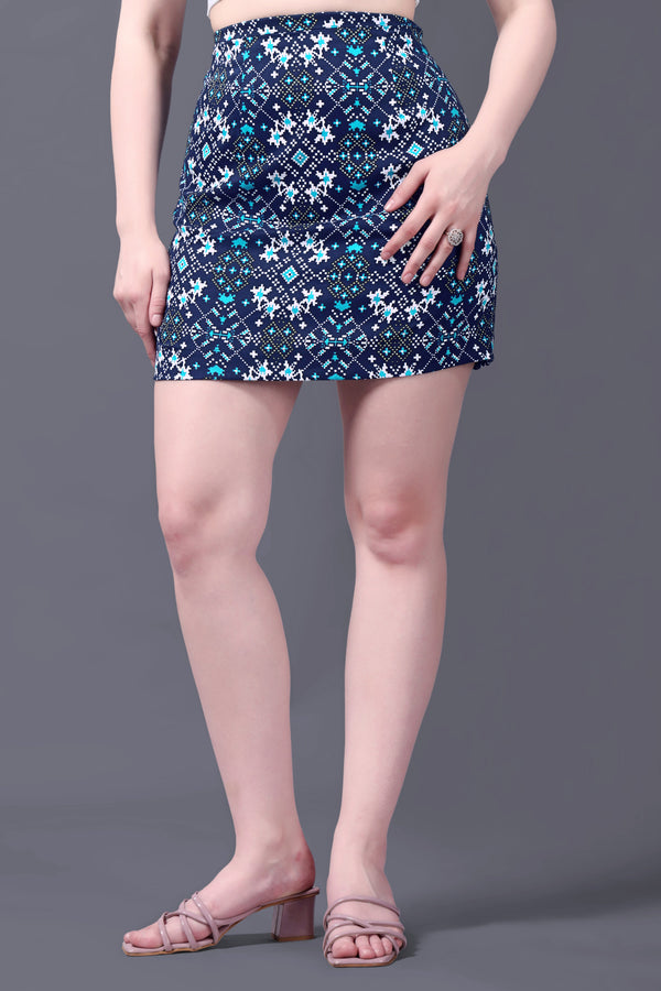 Blue printed skirt