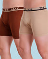 T.T. Men Jazz Top Elastic Trunk Pack Of 2 (Rust - Beige)